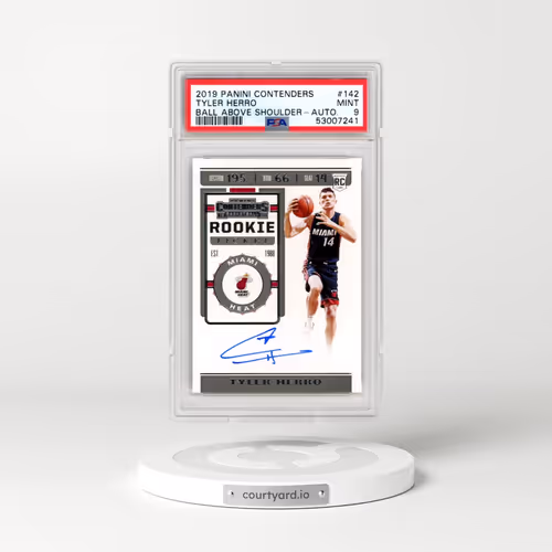 2019 Panini Contenders #142 Tyler Herro - Ball Above Shoulder-Autograph (PSA 9 MINT)