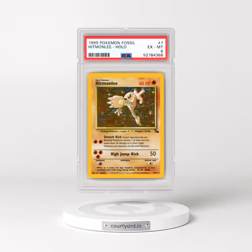 1999 Pokémon Fossil #7 Hitmonlee - Holo (PSA 6 EX-MT)