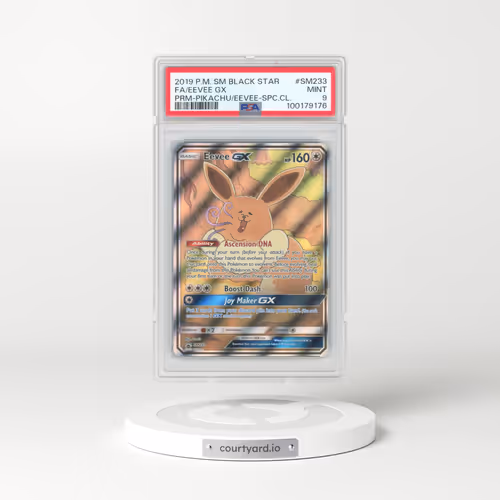 2019 Pokémon SM Black Star Promo #SM233 Eevee GX - Holo Full Art Pikachu-GX & Eevee-GX Special Collection (PSA 9 MINT)