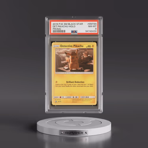 2019 Pokémon SM Black Star Promo #SM194 Detective Pikachu - Holo (PSA 8 NM-MT)