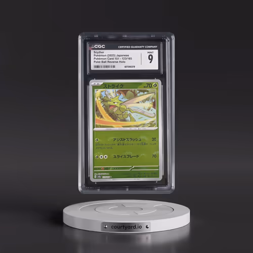 2010 Pokémon Card 151 #123/165 Scyther - Reverse Holo Poké Ball (CGC 9 MINT)