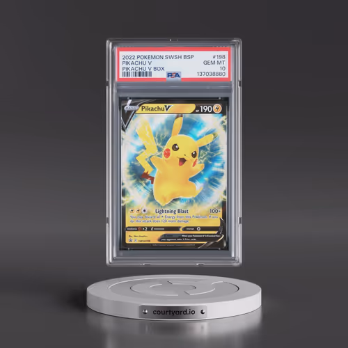 2022 Pokémon Swsh Black Star Promo #198 Pikachu V - Holo Pikachu V Box (PSA 10 GEM MINT)