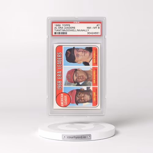 1969 Topps #7 AL ERA Leaders - Tiant/McDowell/McNally (PSA 8 NM-MT)