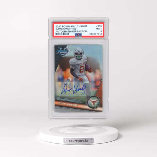 2023 Bowman University Chrome #155 Xavier Worthy - Autograph-Refractor (PSA 9 MINT)