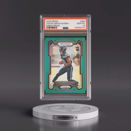2023 Panini Prizm #390 Jaxon Smith-Njigba - Green Prizm (PSA 10 GEM MINT)