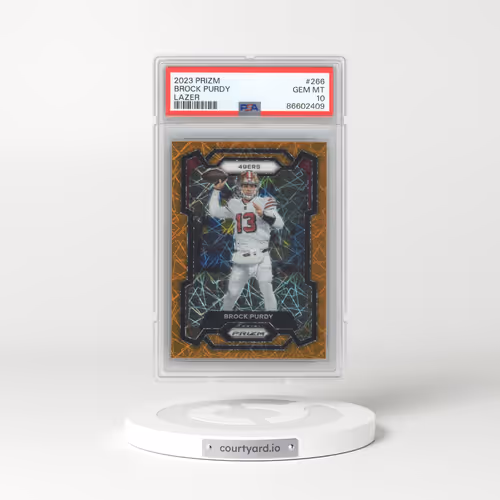 2023 Panini Prizm #266 Brock Purdy - Lazer Prizm (PSA 10 GEM MINT)