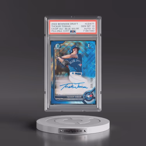 2022 Bowman Draft Chrome Draft Pick Autographs #CDATT Tucker Toman - Blue Wave Refractor (PSA 10 GEM