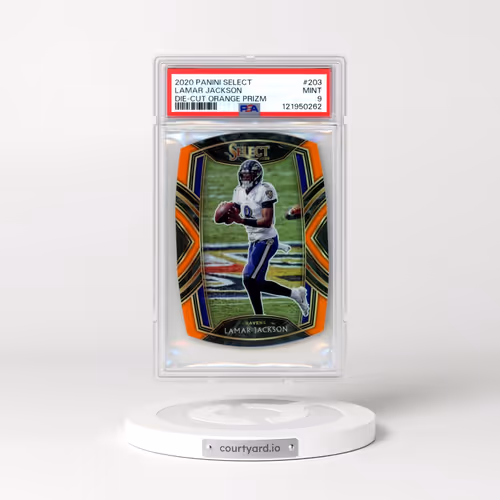 2020 Panini Select #203 Lamar Jackson - Die-Cut Orange Prizm (PSA 9 MINT)