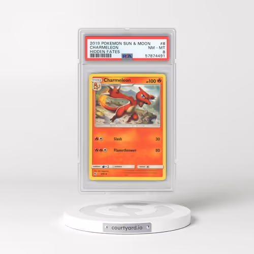 2019 Pokémon Sun & Moon Hidden Fates #8 Charmeleon (PSA 8 NM-MT)