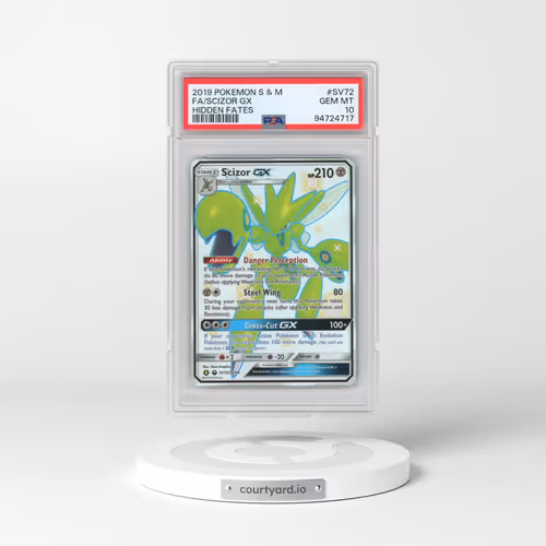 2019 Pokémon Sun & Moon Hidden Fates #SV72 Scizor GX - Holo Full Art (PSA 10 GEM MINT)