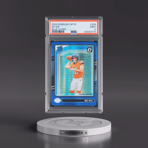 2024 Panini Donruss Optic #209 Bo Nix - Blue Hyper (PSA 9 MINT)