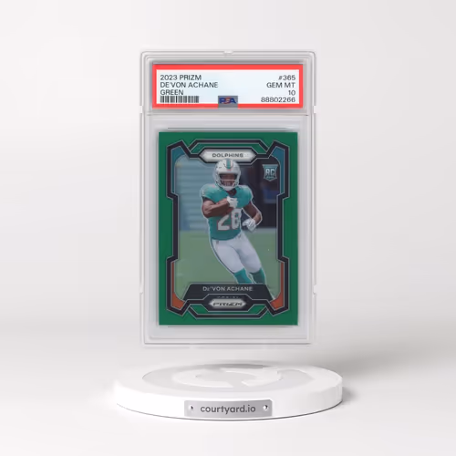 2023 Panini Prizm #365 DE'Von Achane - Green Prizm (PSA 10 GEM MINT)