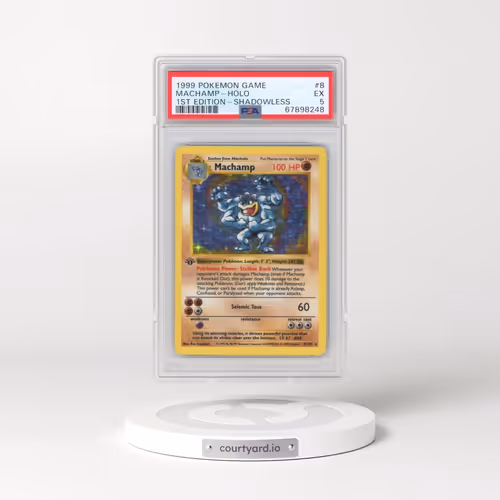 1999 Pokémon Game #8 Machamp - 1st Edition Holo Shadowless (PSA 5 EX)