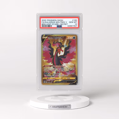 2022 Pokémon Sword & Shield Brilliant Stars #183 Galarian Moltres V - Holo Full Art Secret (PSA 10 G