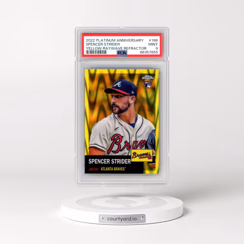 2022 Topps Chrome Platinum Anniversary #186 Spencer Strider - Yellow Raywave Refractor (PSA 9 MINT)