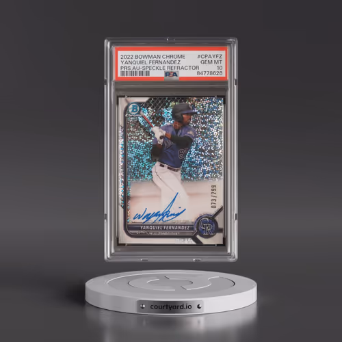 2022 Bowman Chrome Prospect Autographs #CPAYFZ Yanquiel Fernandez - Speckle Refractor (PSA 10 GEM MI
