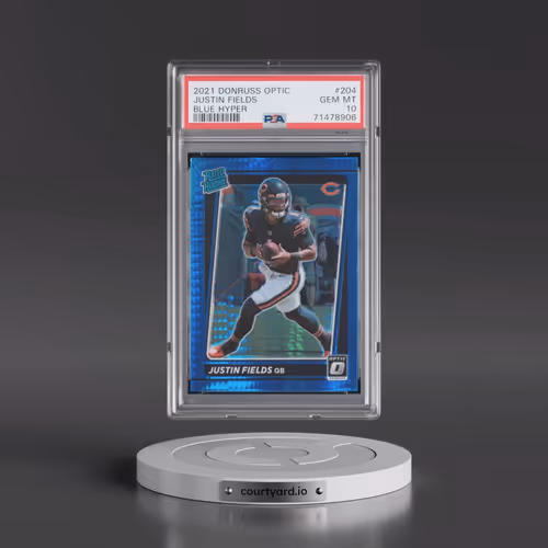 2021 Panini Donruss Optic #204 Justin Fields - Blue Hyper (PSA 10 GEM MINT)