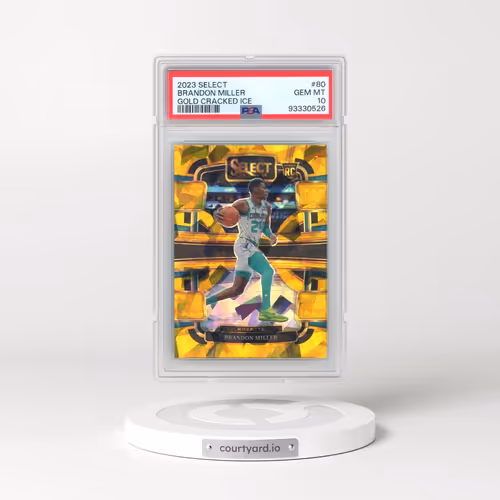 2023 Panini Select #80 Brandon Miller - Gold Cracked Ice (PSA 10 GEM MINT)