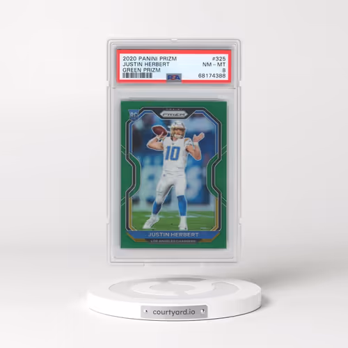2020 Panini Prizm #325 Justin Herbert - Green Prizm (PSA 8 NM-MT)