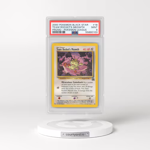 1999 Black Star Promos #18 Team Rocket's Meowth - Pokémon League (PSA 9 MINT)