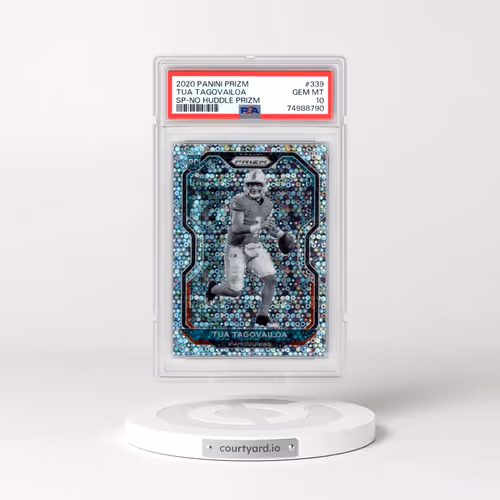 2020 Panini Prizm #339 Tua Tagovailoa - Variation-No Huddle Prizm (PSA 10 GEM MINT)