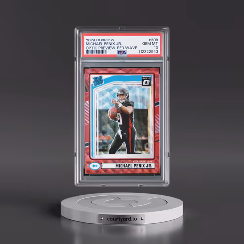 2024 Panini Donruss #308 Michael Penix Jr. - Optic Preview-Red Wave (PSA 10 GEM MINT)