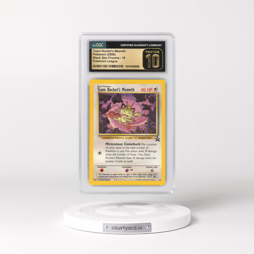 1999 Black Star Promos #18 Team Rocket's Meowth - Pokémon League (CGC 10 PRISTINE)