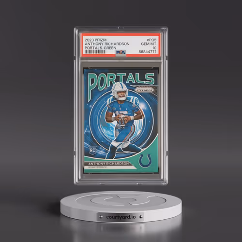 2023 Panini Prizm Portals #PO5 Anthony Richardson - Green Prizm (PSA 10 GEM MINT)