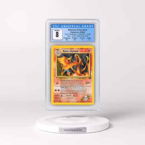 2000 Gym Challenge #2/132 Blaine's Charizard - Holo Error Fighting Symbol (CGC 8 NM-MT)