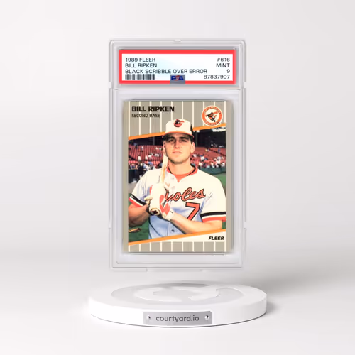 1989 Fleer #616 Bill Ripken - Black Scribble Over Error (PSA 9 MINT)