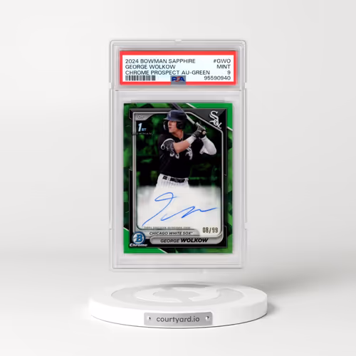 2024 Bowman Sapphire Edition Chrome Prospects Sapphire Autographs #GWO George Wolkow - Green (PSA 9