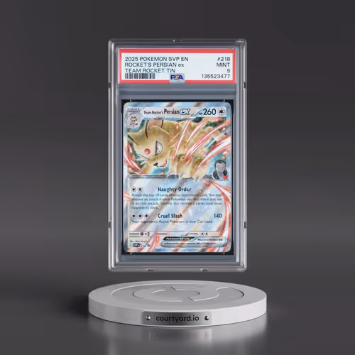 2025 Pokémon Svp EN-SV Black Star Promo #218 Team Rocket's Persian EX - Holo Team Rocket Tin (PSA 9