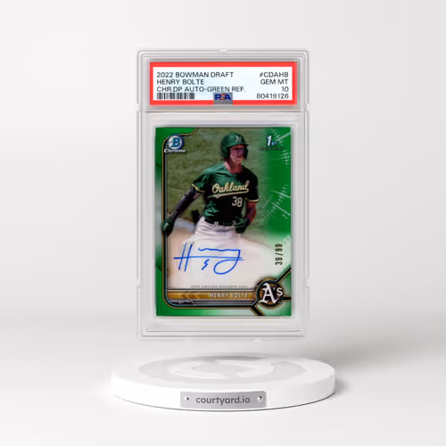 2022 Bowman Draft Chrome Draft Pick Autographs #CDAHB Henry Bolte - Green Refractor (PSA 10 GEM MINT)