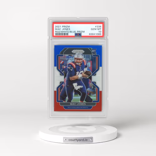 2021 Panini Prizm #336 Mac Jones - Red/White/Blue Prizm (PSA 10 GEM MINT)