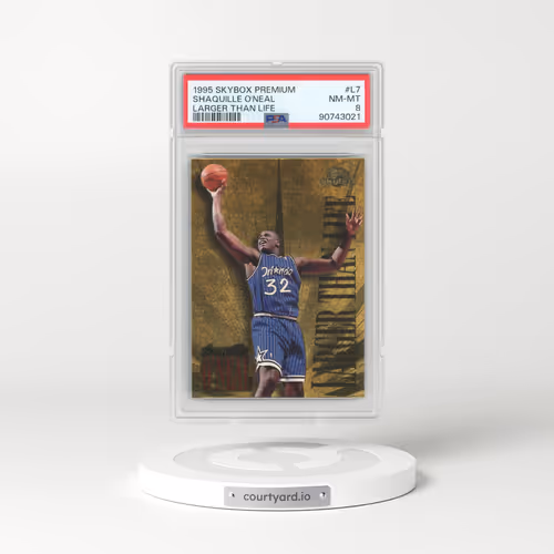 1995 Skybox Premium Larger Than Life #L7 Shaquille O'Neal (PSA 8 NM-MT)