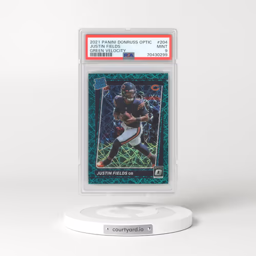 2021 Panini Donruss Optic #204 Justin Fields - Green Velocity (PSA 9 MINT)