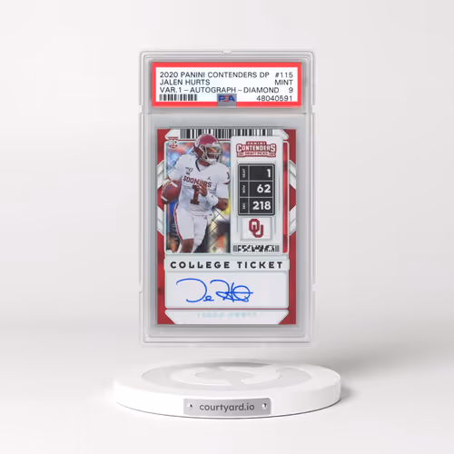 2020 Panini Contenders Draft Picks #115 Jalen Hurts - Variation A-Autograph-Diamond (PSA 9 MINT)