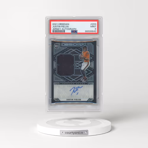 2021 Panini Obsidian #203 Justin Fields - Jersey Autograph (PSA 9 MINT)