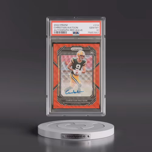 2022 Panini Prizm #314 Christian Watson - Autograph-Red Wave (PSA 10 GEM MINT)