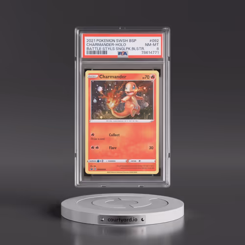 2021 Pokémon Swsh Black Star Promo #092 Charmander - Holo Battle Styles Single Pack Blister (PSA 8 N