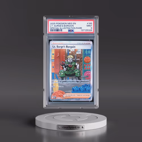 2025 Pokémon Meg EN-Mega Evolution #185 LT. Surge's Bargain - Special Illustration Rare (PSA 9 MINT)