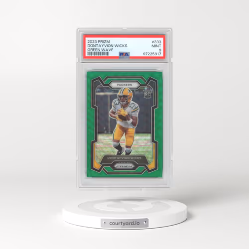 2023 Panini Prizm #333 Dontayvion Wicks - Green Wave (PSA 9 MINT)
