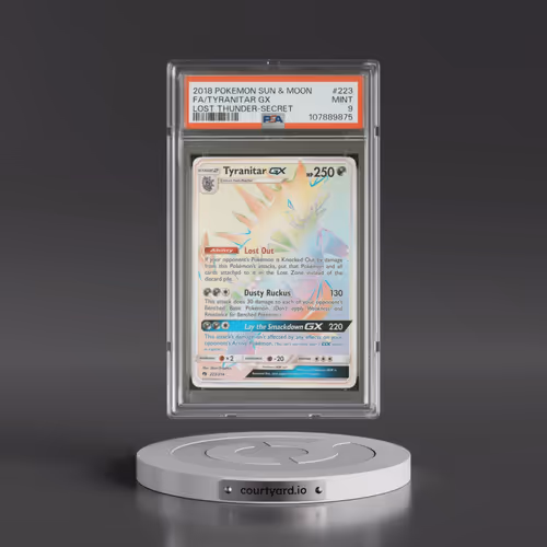 2018 Pokémon Sun & Moon Lost Thunder #223 Tyranitar GX - Holo Full Art Secret (PSA 9 MINT)