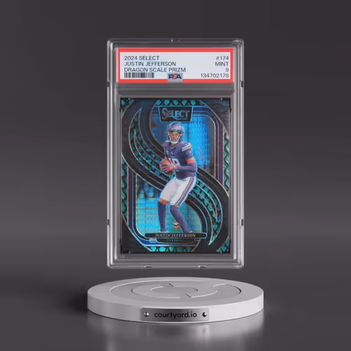 2024 Panini Select #174 Justin Jefferson - Dragon Scale Prizm (PSA 9 MINT)