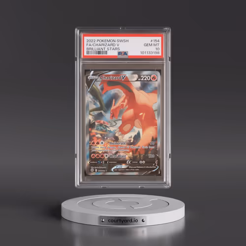 2022 Pokémon Sword & Shield Brilliant Stars #154 Charizard V - Holo Full Art (PSA 10 GEM MINT)