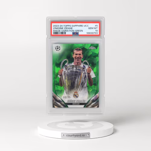 2023-24 Topps Chrome Sapphire Edition UEFA Club Competitions Image Variations #5 Zinedine Zidane - Green (PSA 10 GEM MINT)