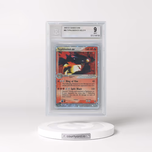 2003 EX Sandstorm (2003 Copyright, w/ "e" Symbol) #99 Typhlosion ex - Holo (BGS 9 MINT)