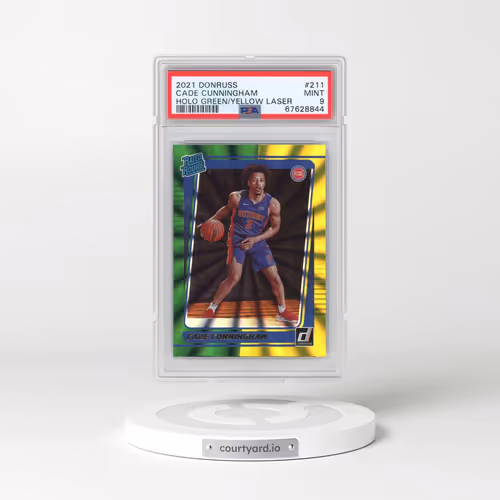 2021 Panini Donruss #211 Cade Cunningham - Holo Green/Yellow Laser (PSA 9 MINT)