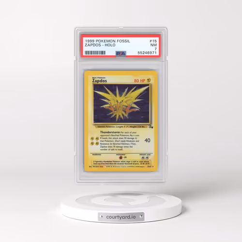1999 Pokémon Fossil #15 Zapdos - Holo (PSA 7 NM)