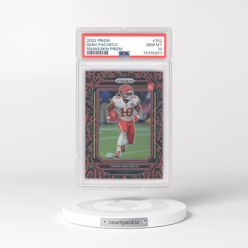2022 Panini Prizm #352 Isiah Pacheco - Snakeskin Prizm (PSA 10 GEM MINT)